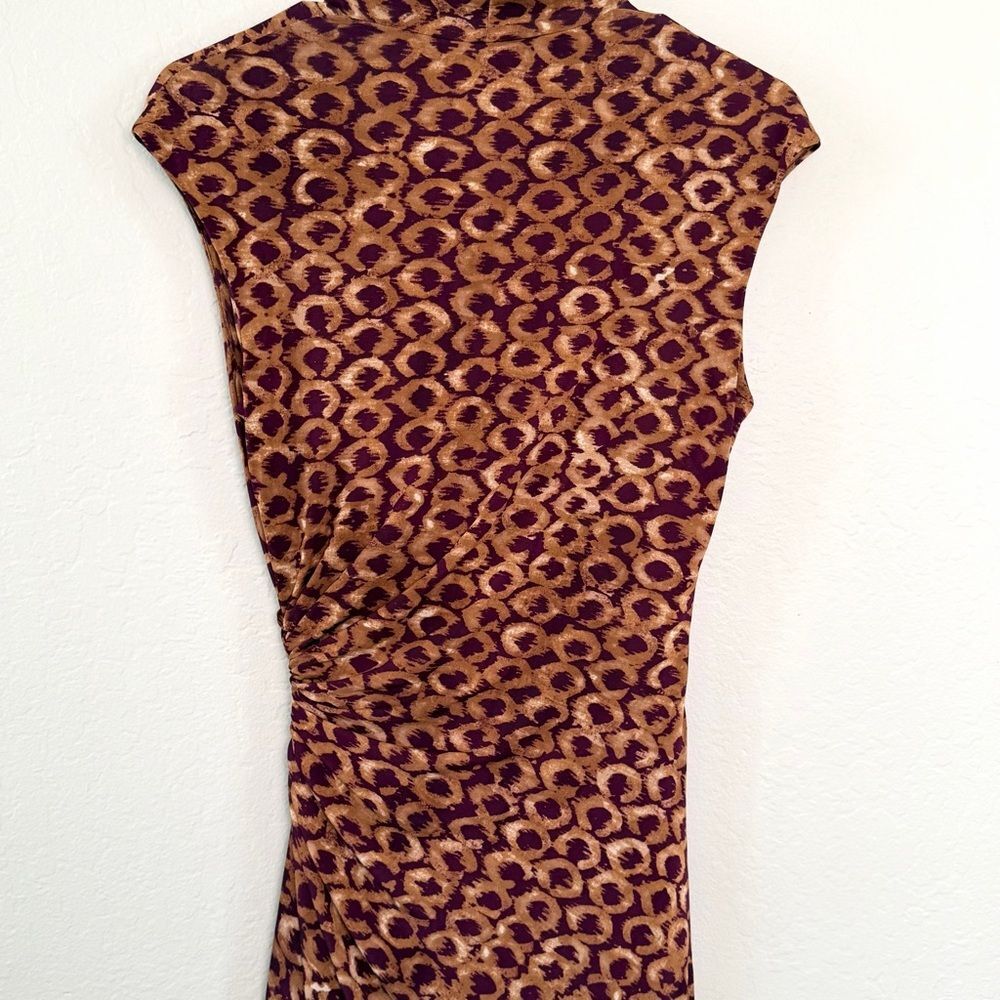 Lauren Ralph Lauren Faux Wrap Midi Dress Leopard Print Purple and Brown Size 4 - Picture 7 of 9